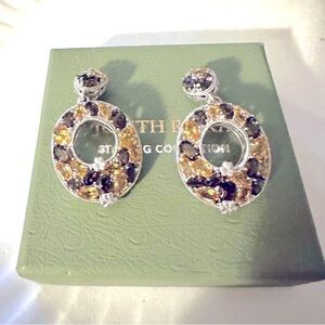 Judith Ripka large citrine and smoky topaz clip-on earrings